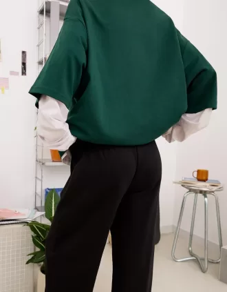 Pantalones deportivos de pierna ancha Black