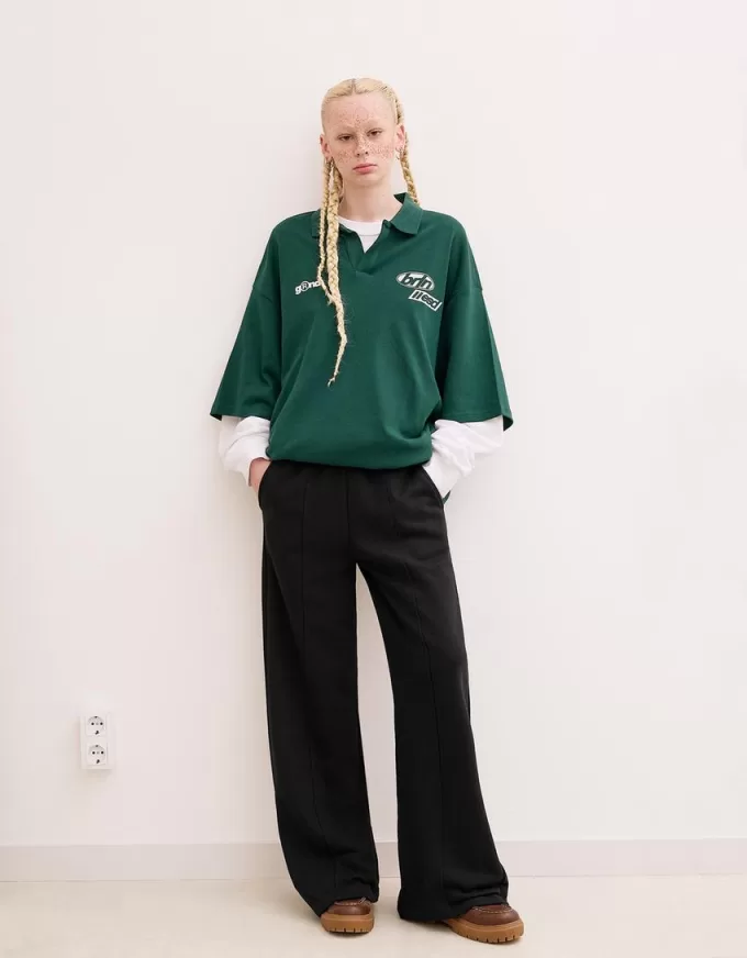 Pantalones deportivos de pierna ancha Black