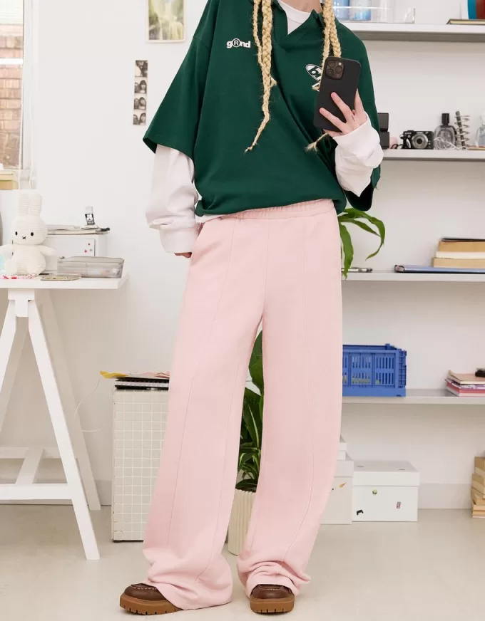 Pantalones deportivos de pierna ancha Pink