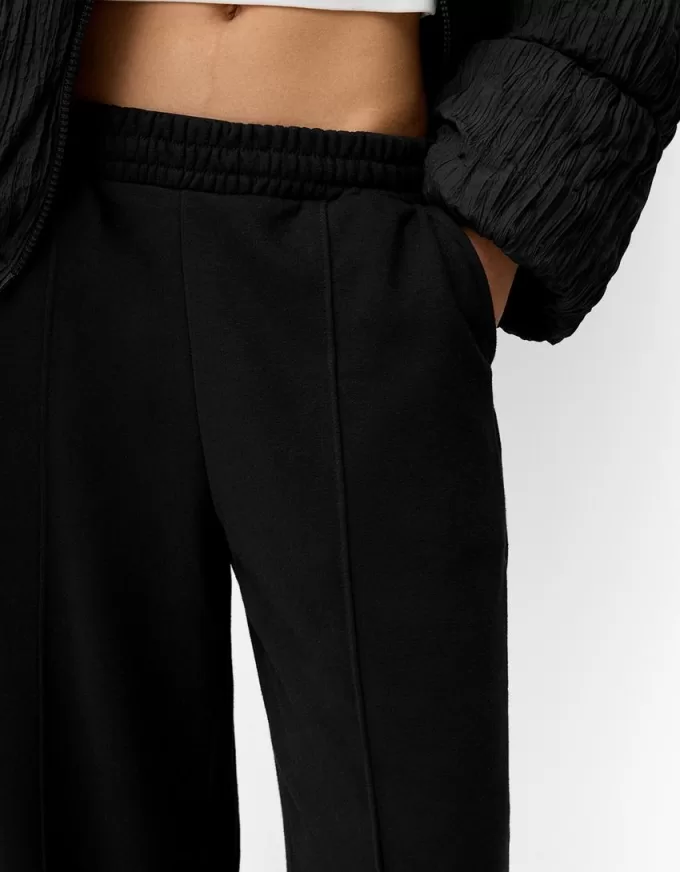 Pantalones deportivos de pierna ancha Black