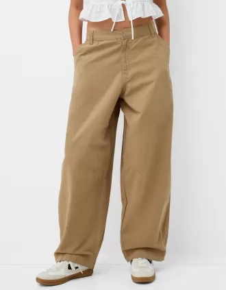 Pantalones globo de algodón Camel