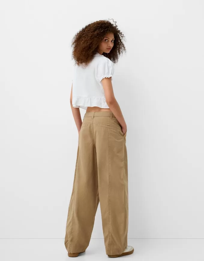 Pantalones globo de algodón Camel