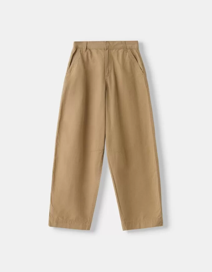 Pantalones globo de algodón Camel