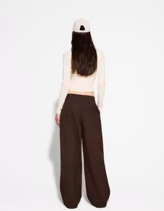 Pantalones holgados de tiro bajo Brown