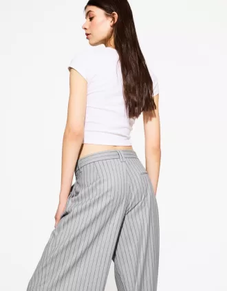 Pantalones holgados de tiro bajo Grey