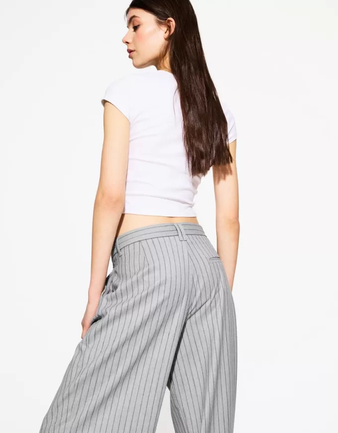 Pantalones holgados de tiro bajo Grey