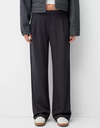 Pantalones holgados de tiro bajo Dark grey