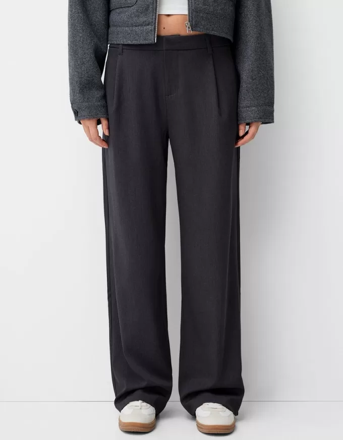 Pantalones holgados de tiro bajo Dark grey