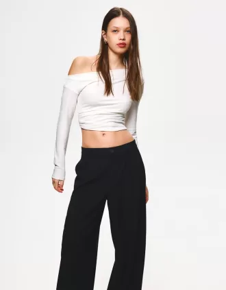 Pantalones holgados de tiro bajo Black
