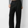 Pantalones holgados de tiro bajo Black