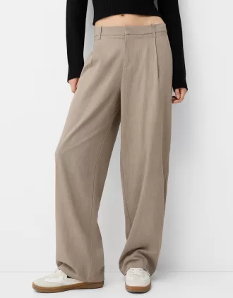 Pantalones holgados de tiro bajo Mink