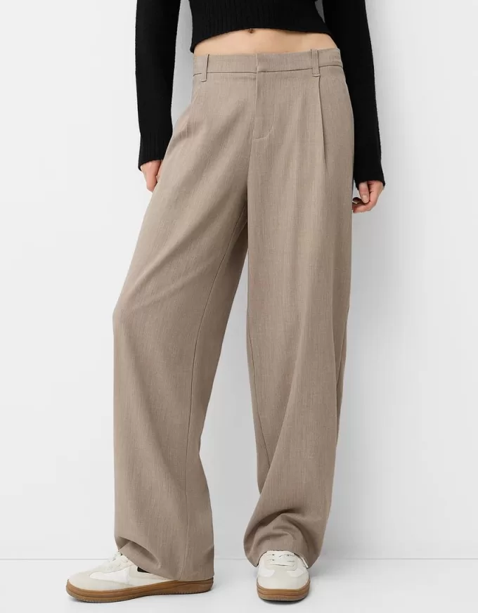 Pantalones holgados de tiro bajo Mink