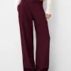 Pantalones holgados de tiro bajo Maroon