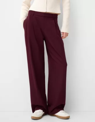 Pantalones holgados de tiro bajo Maroon