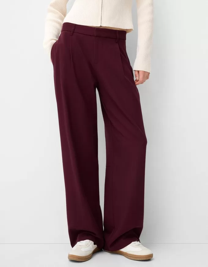 Pantalones holgados de tiro bajo Maroon