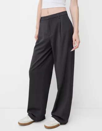 Pantalones holgados de tiro bajo Dark grey