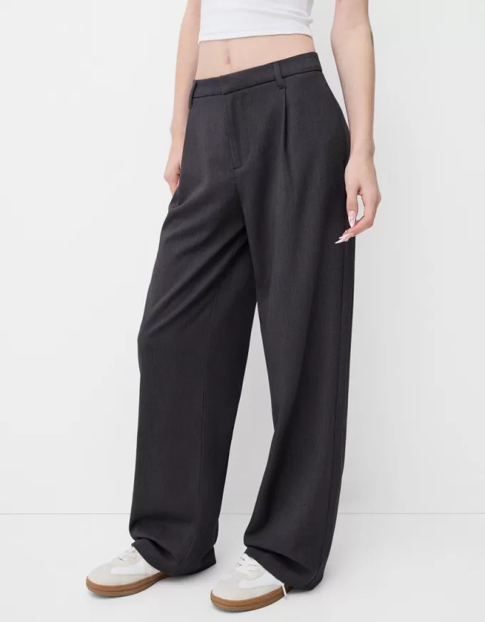 Pantalones holgados de tiro bajo Dark grey