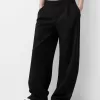 Pantalones holgados de tiro bajo Black