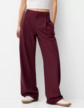 Pantalones holgados de tiro bajo Maroon
