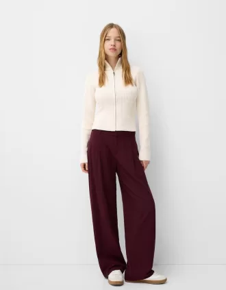 Pantalones holgados de tiro bajo Maroon