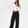 Pantalones holgados de tiro bajo Black