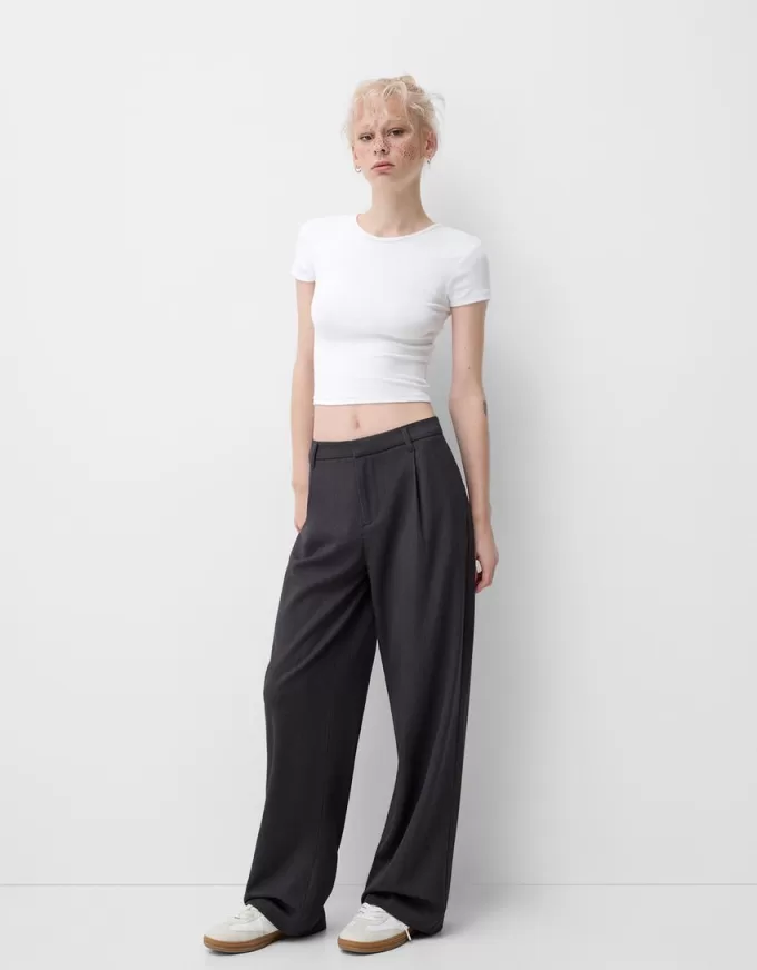 Pantalones holgados de tiro bajo Dark grey