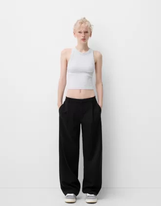 Pantalones holgados de tiro bajo Black