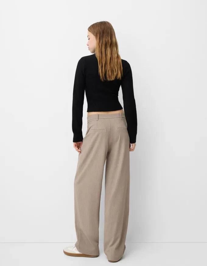 Pantalones holgados de tiro bajo Mink