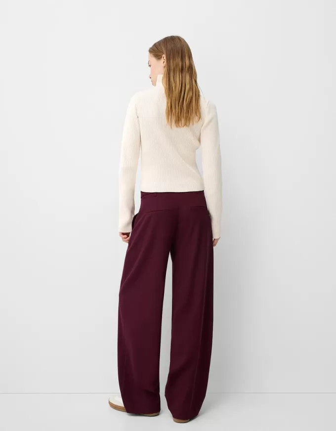 Pantalones holgados de tiro bajo Maroon