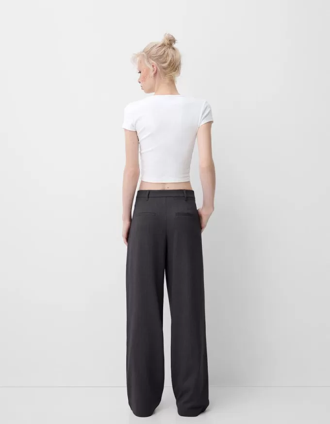 Pantalones holgados de tiro bajo Dark grey