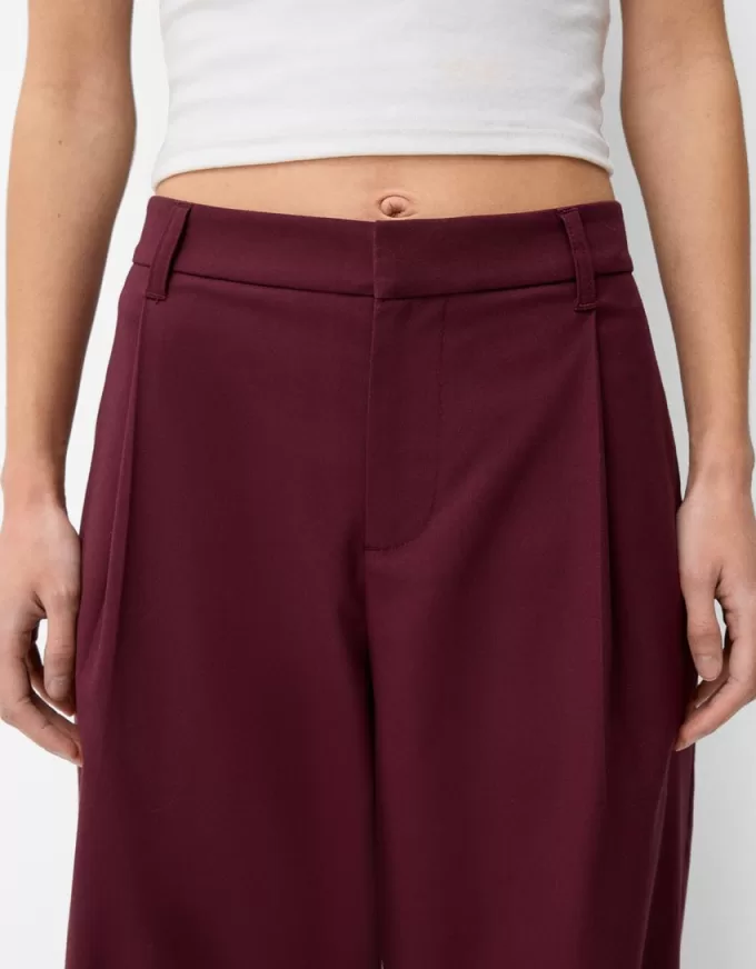Pantalones holgados de tiro bajo Maroon
