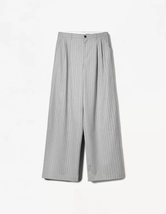 Pantalones holgados de tiro bajo Grey