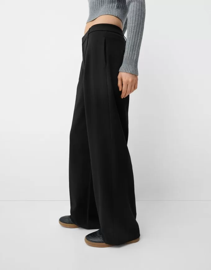 Pantalones holgados de tiro bajo Black