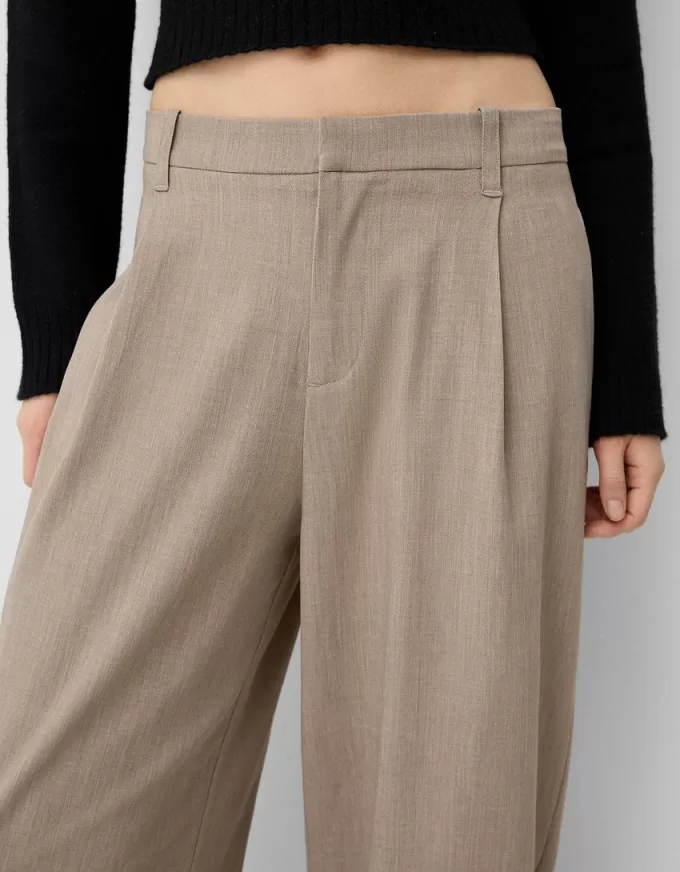 Pantalones holgados de tiro bajo Mink