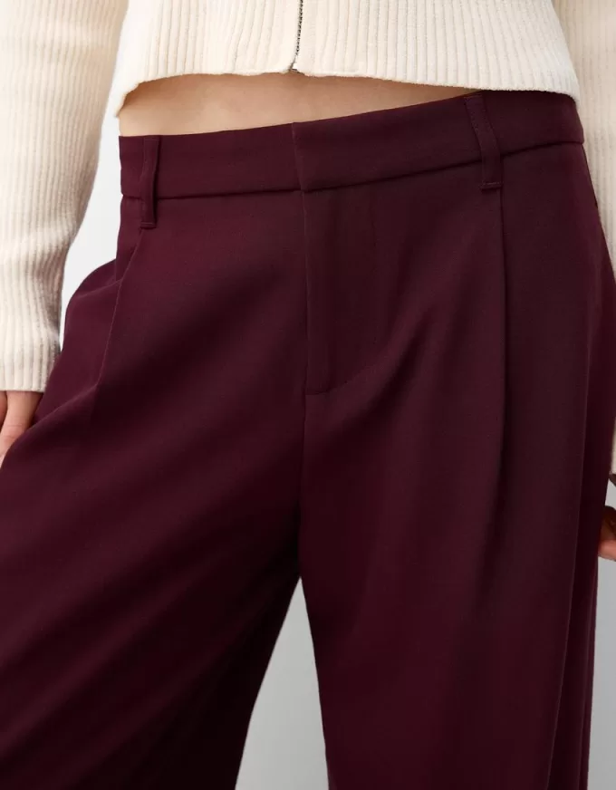 Pantalones holgados de tiro bajo Maroon