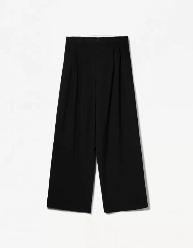 Pantalones holgados de tiro bajo Black