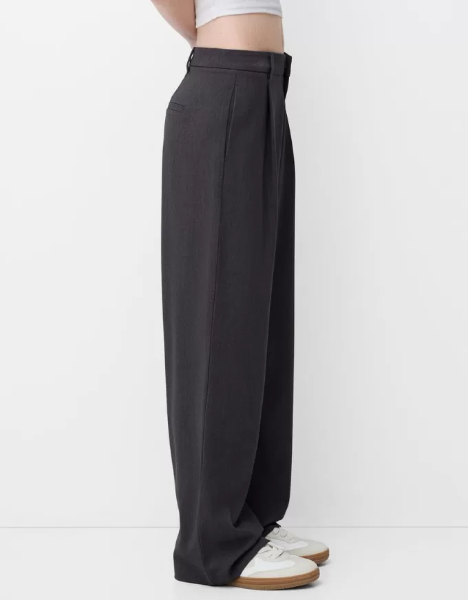 Pantalones holgados de tiro bajo Dark grey