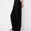 Pantalones holgados de tiro bajo Black