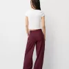 Pantalones holgados de tiro bajo Maroon
