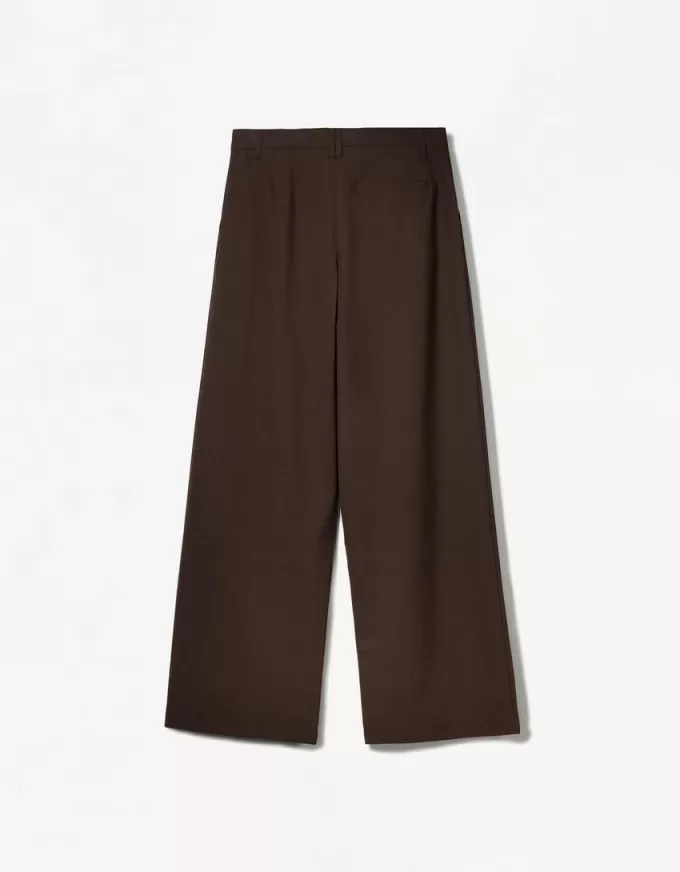 Pantalones holgados de tiro bajo Brown
