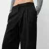 Pantalones holgados de tiro bajo Black