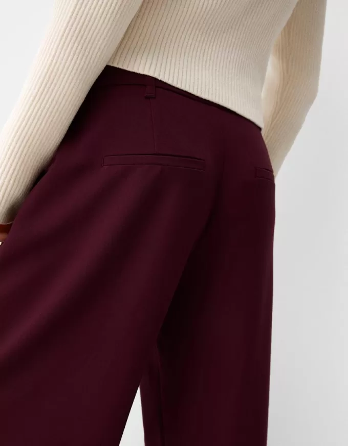 Pantalones holgados de tiro bajo Maroon