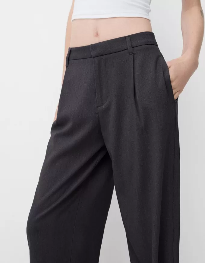 Pantalones holgados de tiro bajo Dark grey