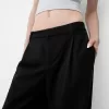 Pantalones holgados de tiro bajo Black