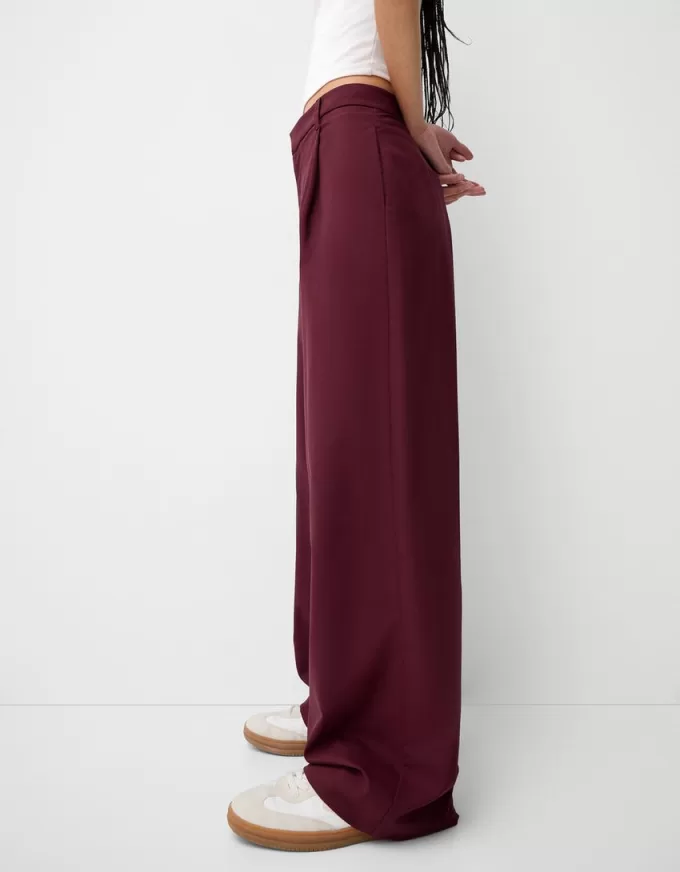 Pantalones holgados de tiro bajo Maroon