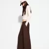 Pantalones holgados de tiro bajo Brown