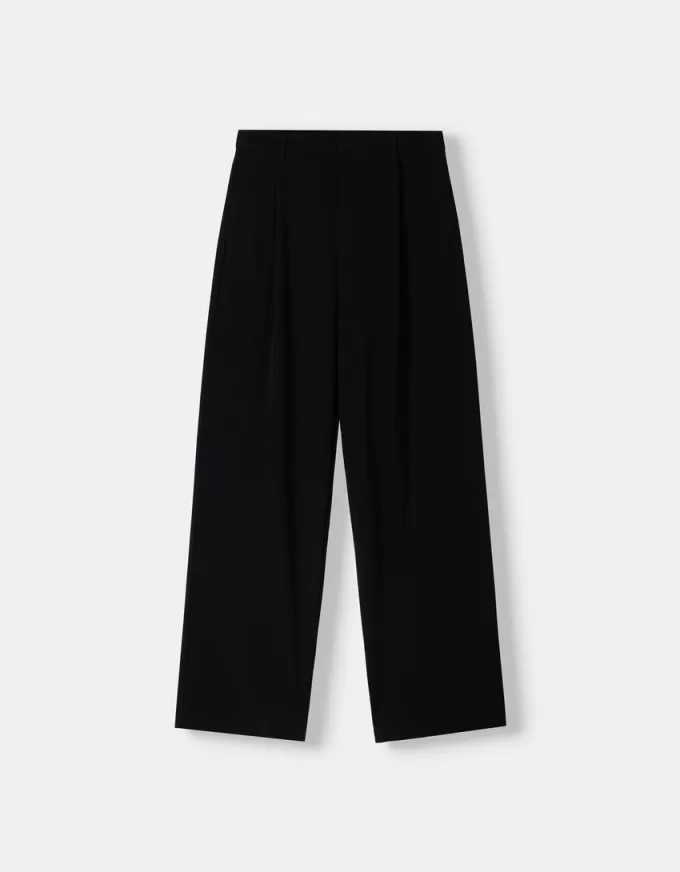 Pantalones holgados de tiro bajo Black