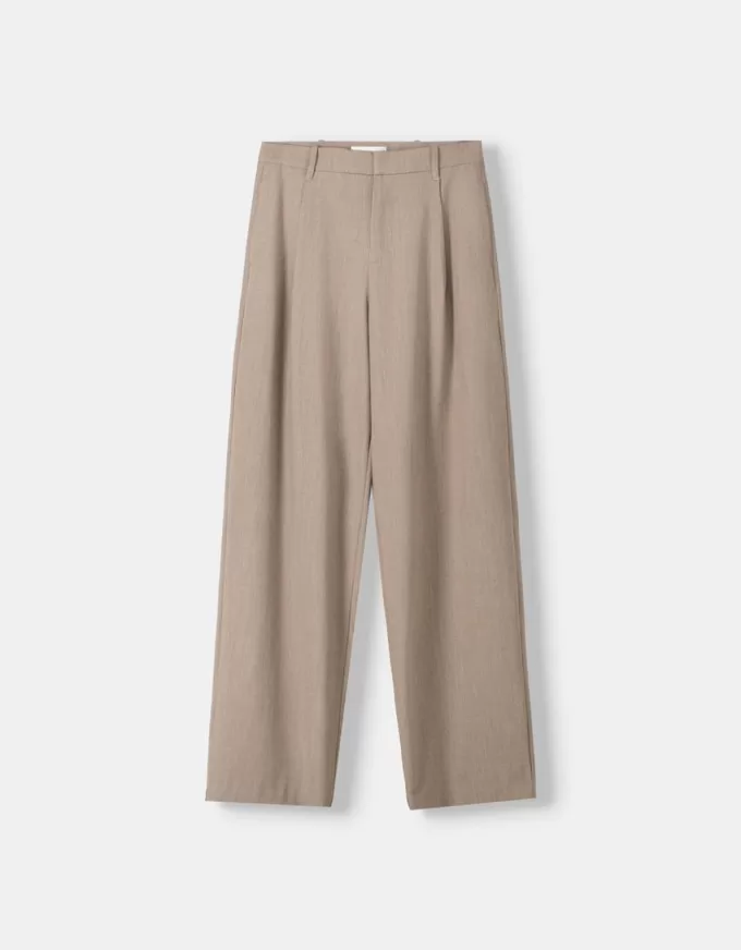 Pantalones holgados de tiro bajo Mink