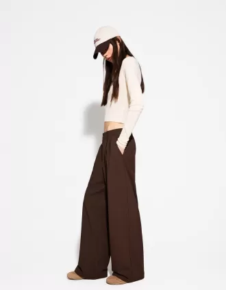 Pantalones holgados de tiro bajo Brown