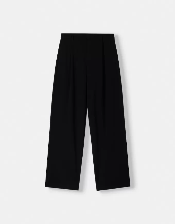 Pantalones holgados de tiro bajo Black